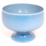 A 19thC opaline blue glass sugar bowl with pedestal foot. Approx 5" diameter x 3 3/4" high Please