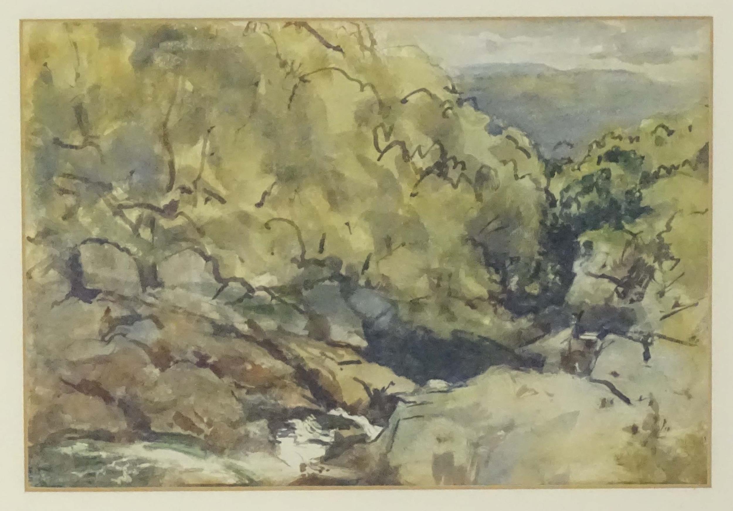 Manner of Myles Tonks (1890-1960), Watercolour, A study of a mountain landscape with a tarn. Approx. - Bild 3 aus 3
