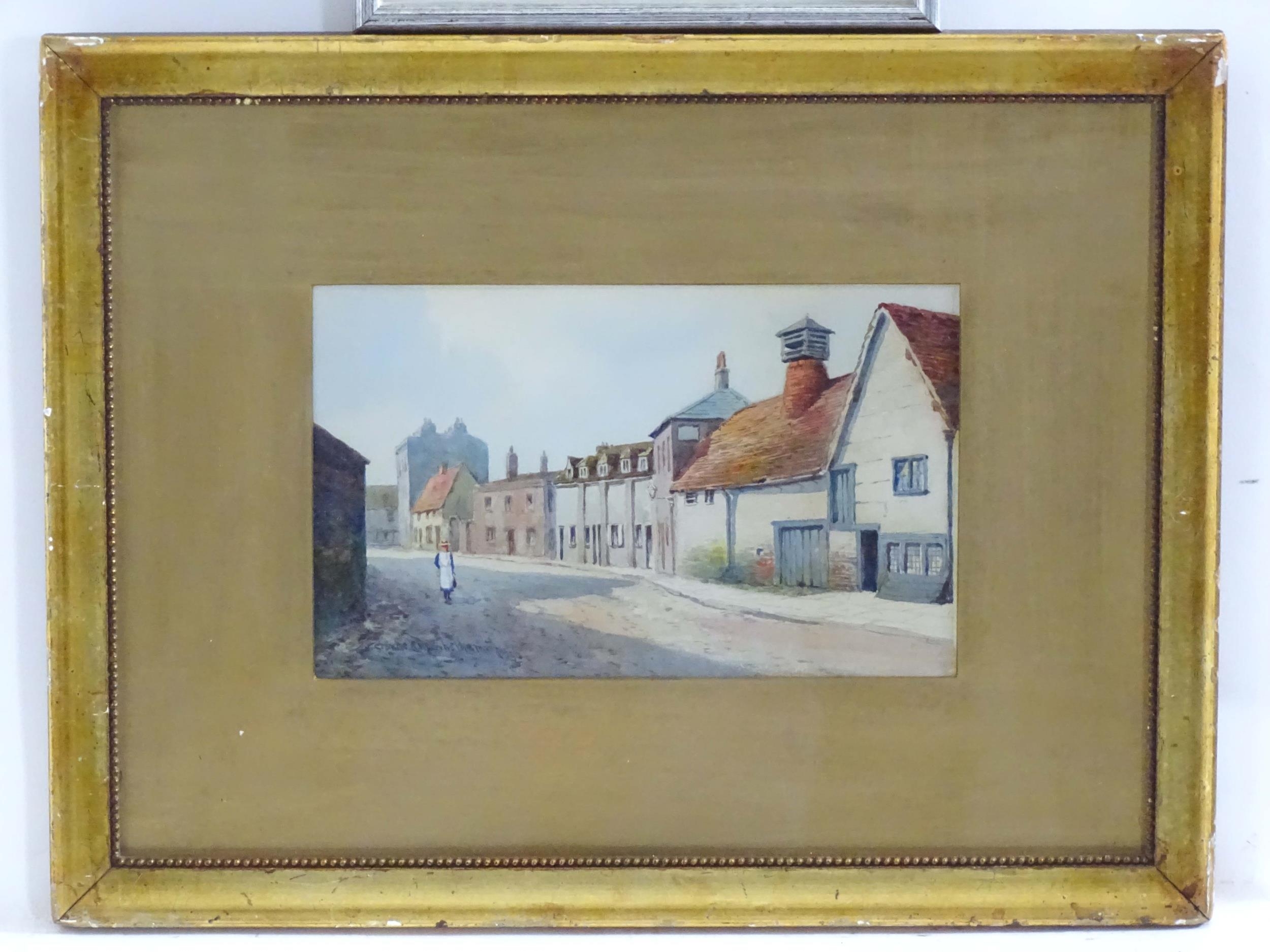 Claude H. Rowbotham (1864-1949), Watercolour, A figure walking through a village. Signed and dated - Image 3 of 6