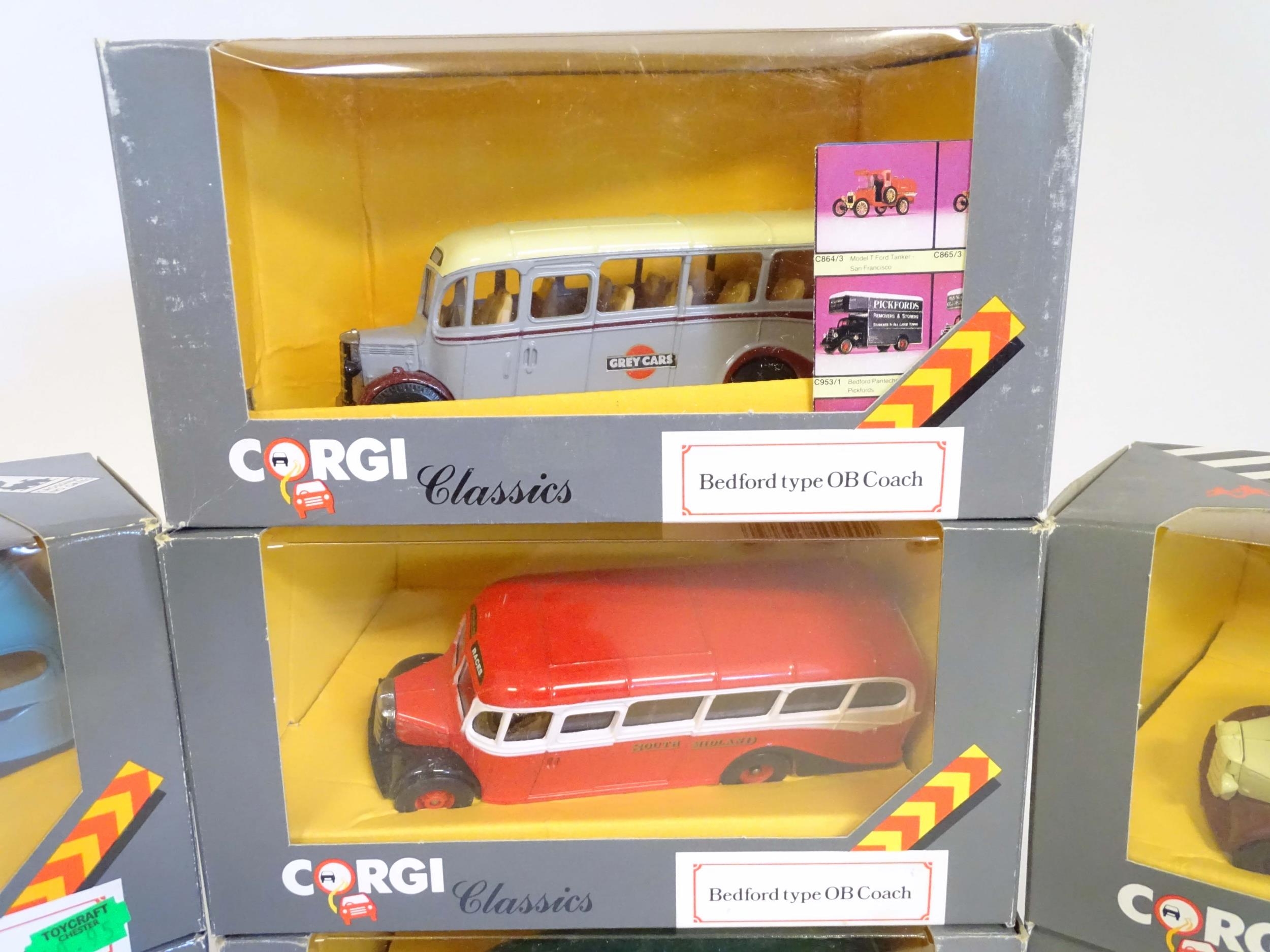 Toys: A quantity of Corgi Classics C949 series toy vehicles, comprising Bedford Type OB coaches in - Image 4 of 9