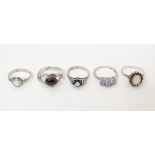 Five assorted silver dress rings (5) Please Note - we do not make reference to the condition of lots