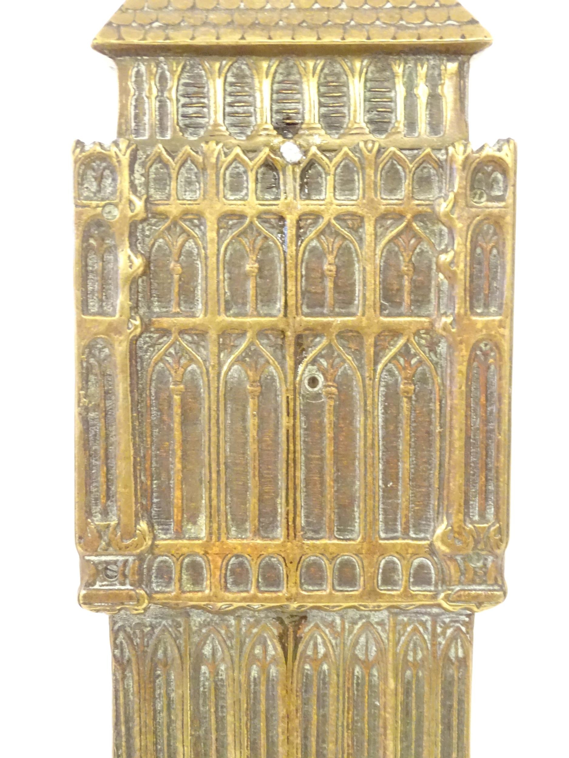 A cast brass clock case formed as Big Ben. Approx. 21 1/2" high Please Note - we do not make - Image 6 of 10