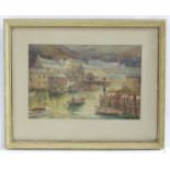 Douglas Pinder (1886-1949), Watercolour, Polperro, Cornwall, Fishing boats in the harbour. Signed