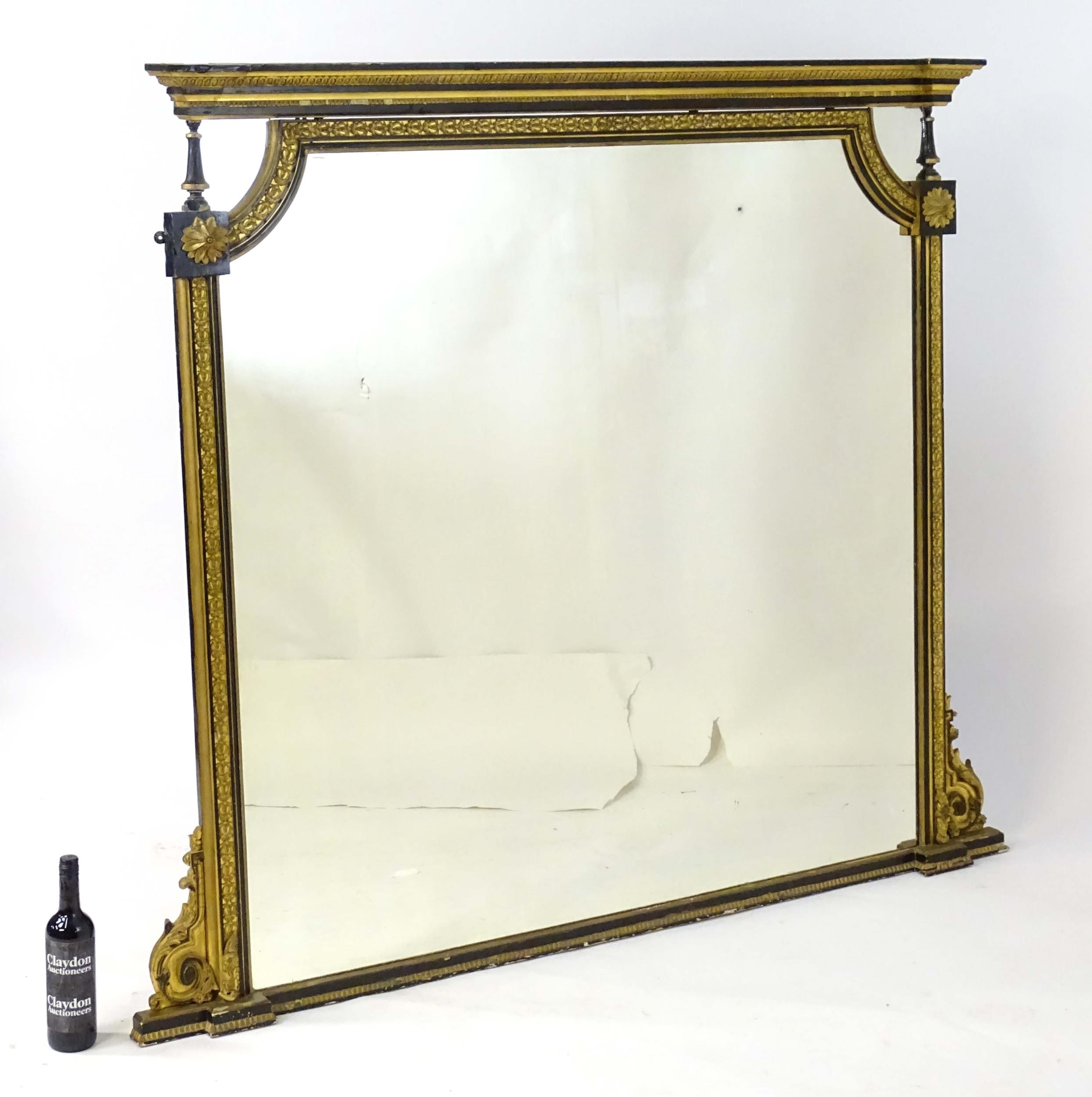 A Regency period over mantle mirror having a moulded cornice above gilt and gesso egg and dart - Image 5 of 20