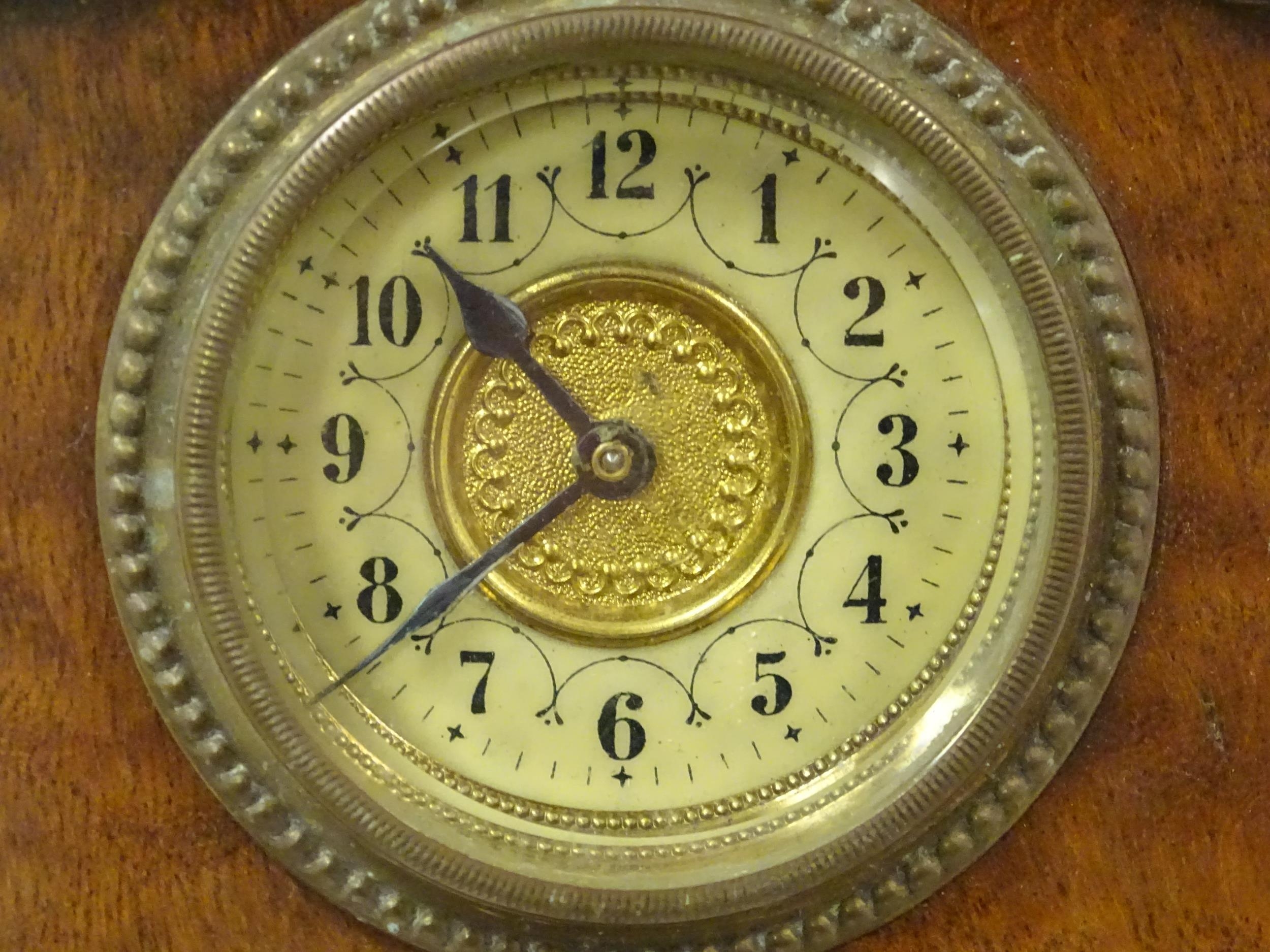 A mantle clock formed as a miniature long case / grandfather clock. Approx. 16 1/2" high Please Note - Image 7 of 8