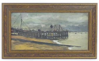 Late 19th / early 20th century, English School, Oil on canvas, A view of the staithe / pier at Deal,