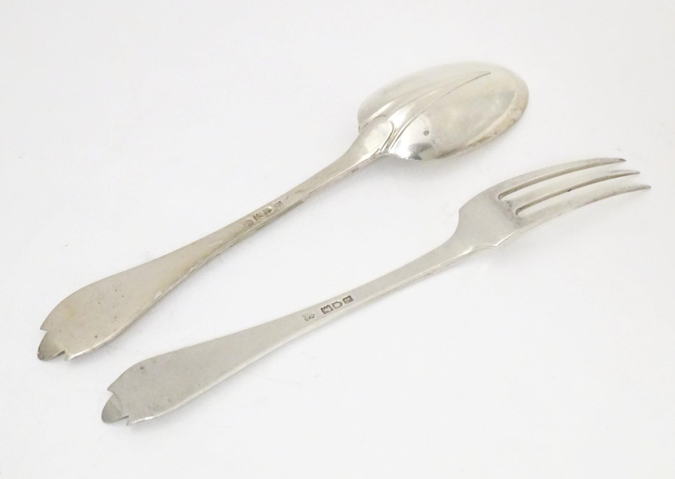 A silver christening fork and spoon with trefid handles hallmarked London 1911 maker Josiah Williams - Image 4 of 4