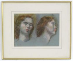 Ruskin Spear (1911-1990), Pastel, Two studies of a female head. Signed to reverse. Approx.