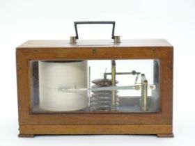 A 20thC German barograph with plaque to top Marine Observatorium. Approx. 6 1/2" x 11" x 5 1/4"