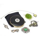 Assorted jewellery to include a silver brooch and pendant, costume jewellery, etc. Together with a