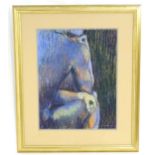 Em Isaacson, 21st century, English School, Pastel on paper, Seated nude in contemplation. Signed and