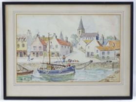 A. Gittleson, 20th century, Scottish School, Watercolour, Anstruther Harbour, Fife, Scotland. Signed