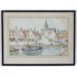 A. Gittleson, 20th century, Scottish School, Watercolour, Anstruther Harbour, Fife, Scotland. Signed