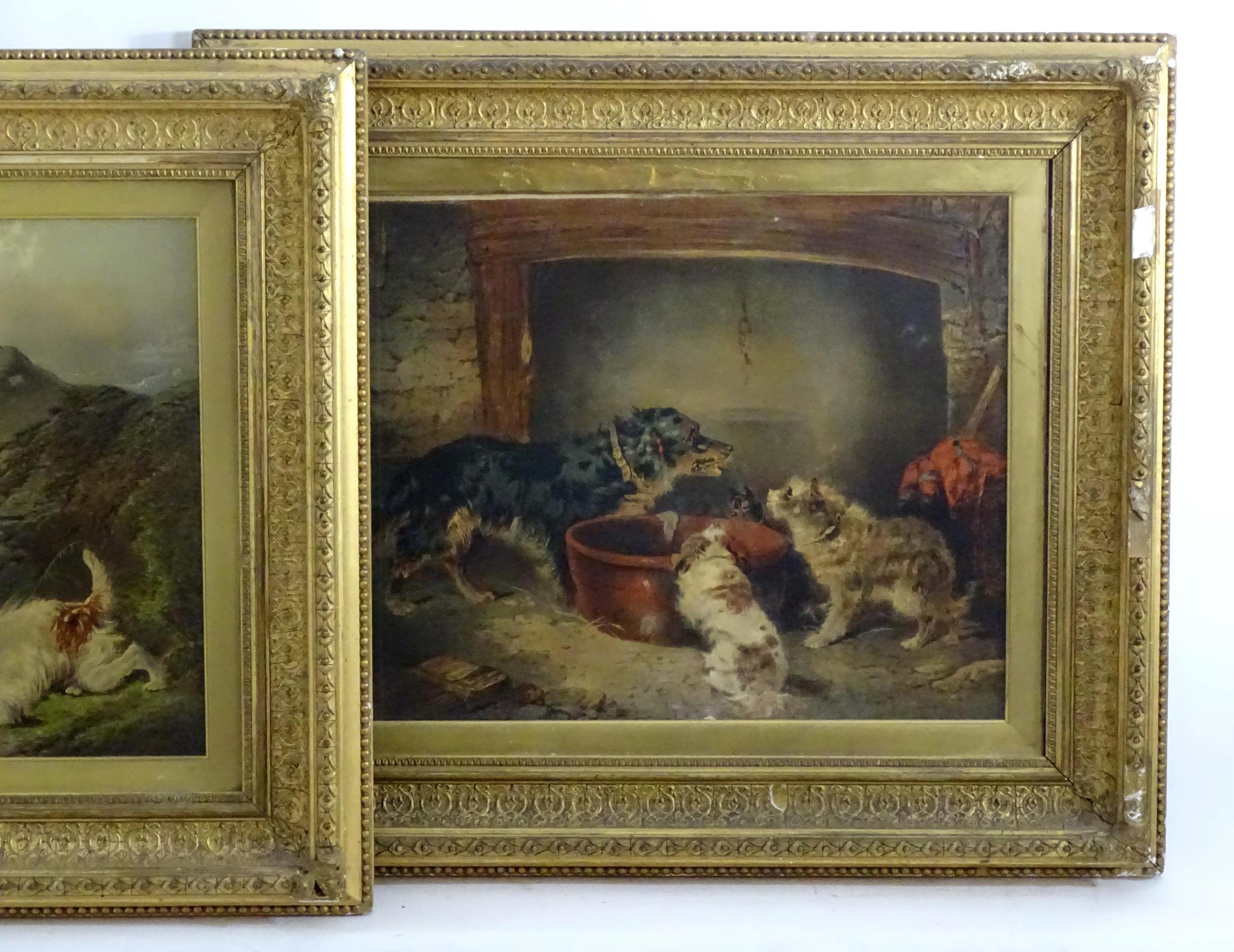 After George Armfield (1808-1893), Early 20th century, Two over painted prints laid on canvas, - Image 4 of 5