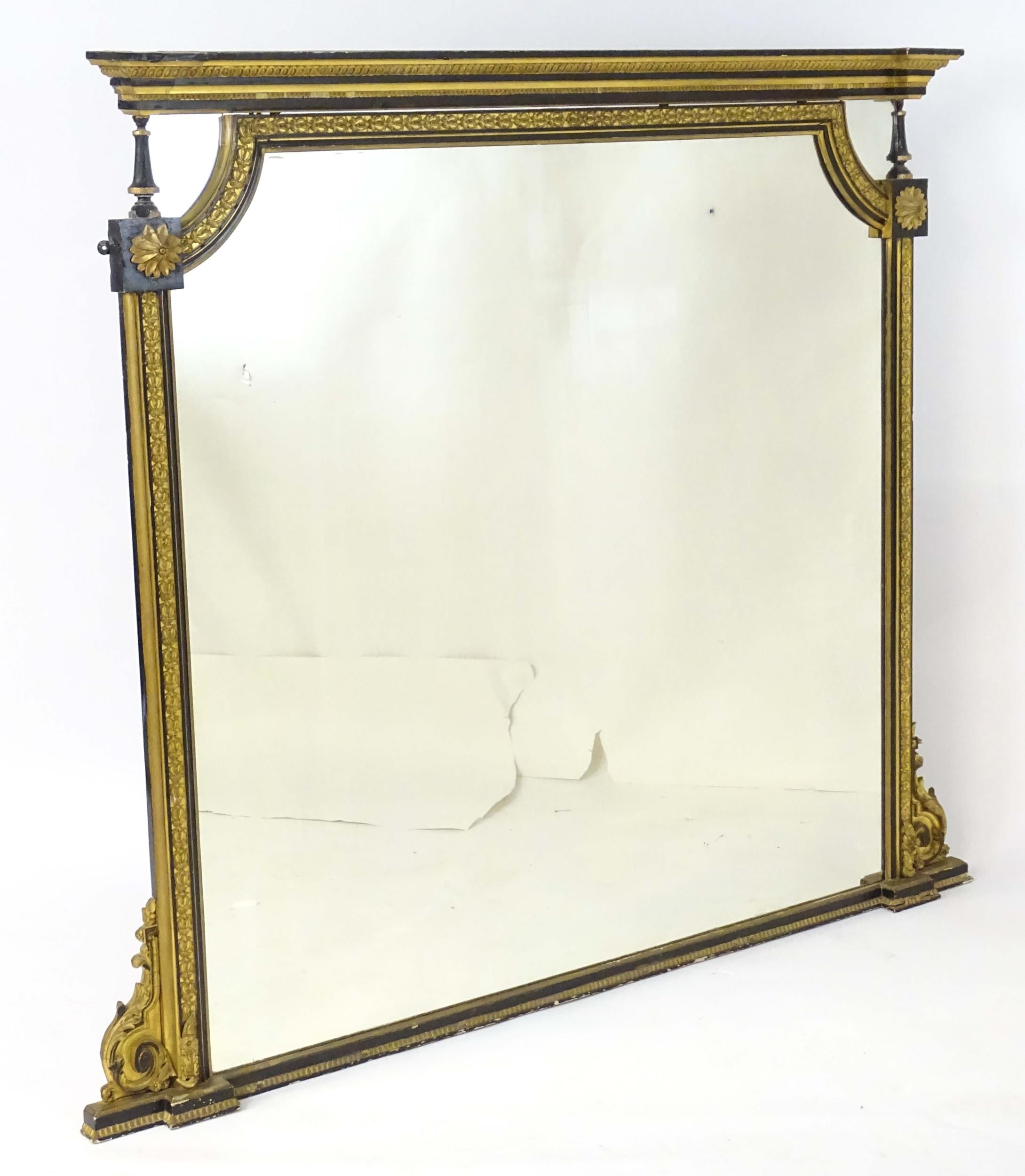 A Regency period over mantle mirror having a moulded cornice above gilt and gesso egg and dart - Image 7 of 20