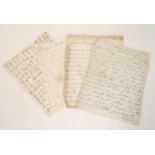Four early 19thC hand written letters / personal correspondences three reputed to be written by