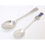 An Art Deco teaspoon hallmarked Sheffield 1932, maker Charles James Allen. Together with a silver