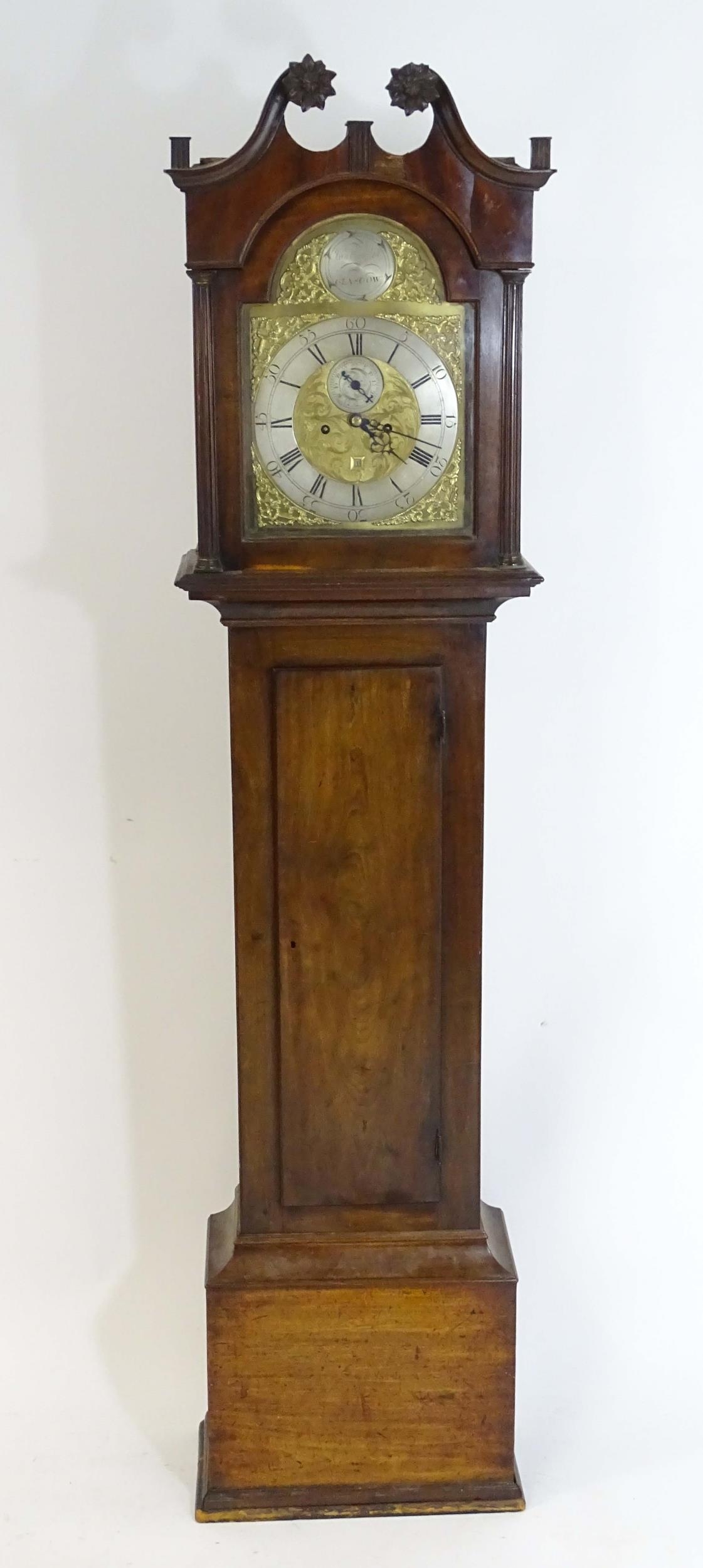 A Scottish 19thC mahogany 8-day long case clock, the brass dial with subsidiary seconds dial and - Image 11 of 15