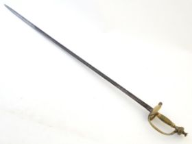 Militaria: a late 19thC Prussian civil service Epee court sword, the brass hilt with ovoid wire-