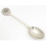 A silver teaspoon the handle surmounted by emblem for London Scottish Regiment 14th County of