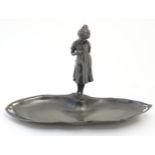 A WMF Art Nouveau / Jugendstil cast visiting card tray with central young girl, the tray of shaped