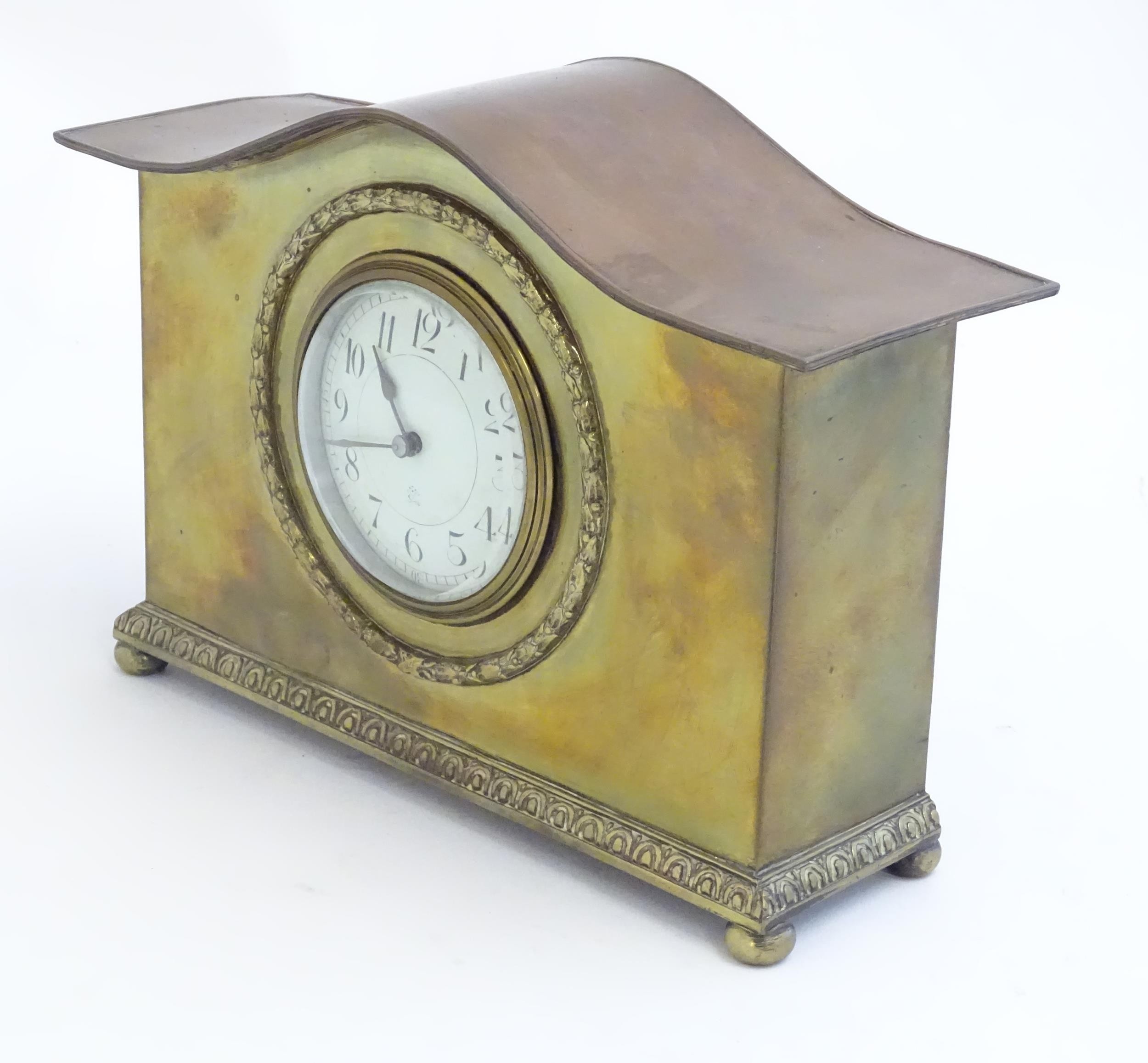 A mantle clock by Japy freres the shaped brass case with enamel dial marked signed Japy freres mark. - Image 3 of 18