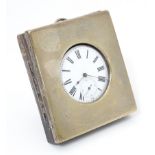 A pocket watch travelling case / night stand with easel back and silver surround, hallmarked