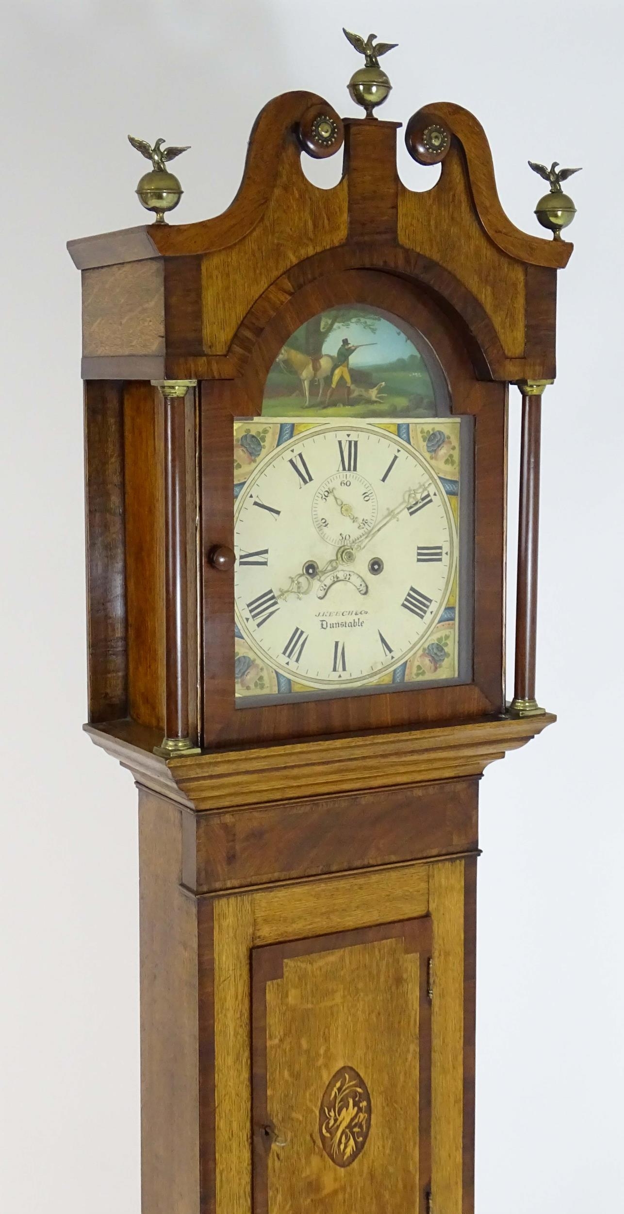 A 19thC 8-day long case clock, the break arch painted dial signed J Keech & Co. (Reech) Dunstable ( - Image 5 of 15