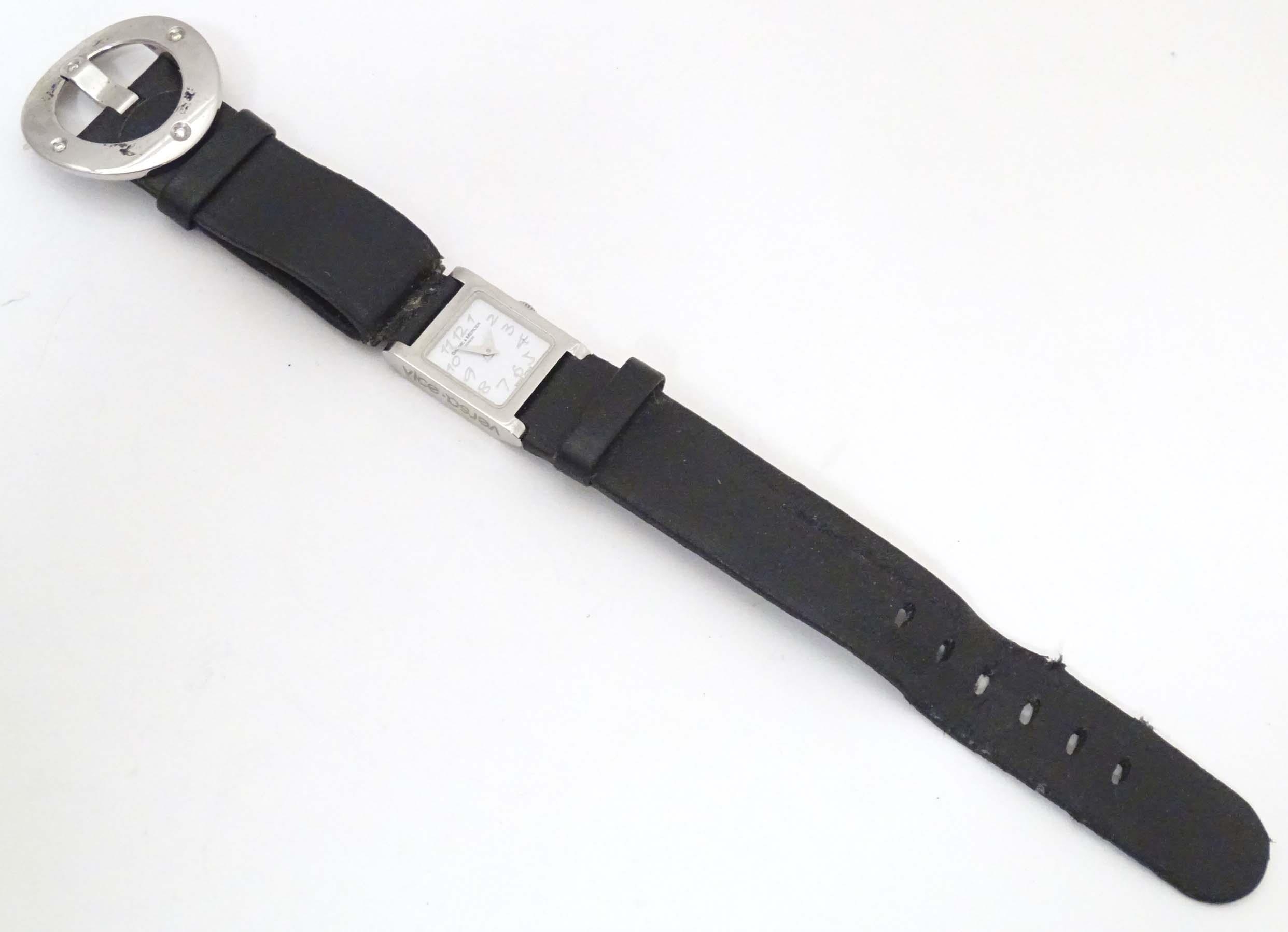 A Baume & Mercier Vice Versa quartz wrist watch, the case signed and numbered having a black leather - Image 3 of 12