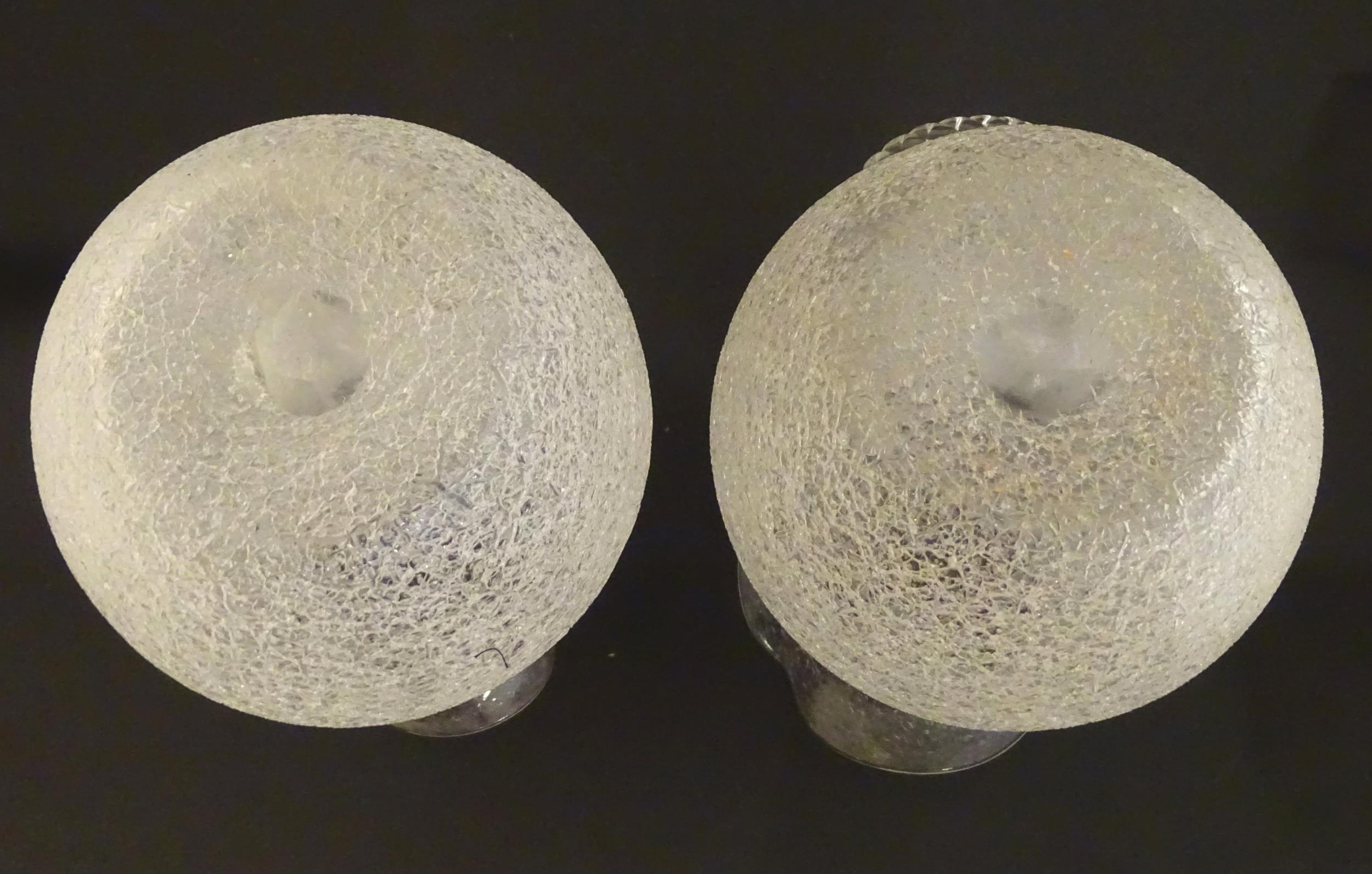 A pair of late 19thc / early 20thC lemonade / Kalte Ente jugs. The crackle glass jugs with loop - Image 2 of 8