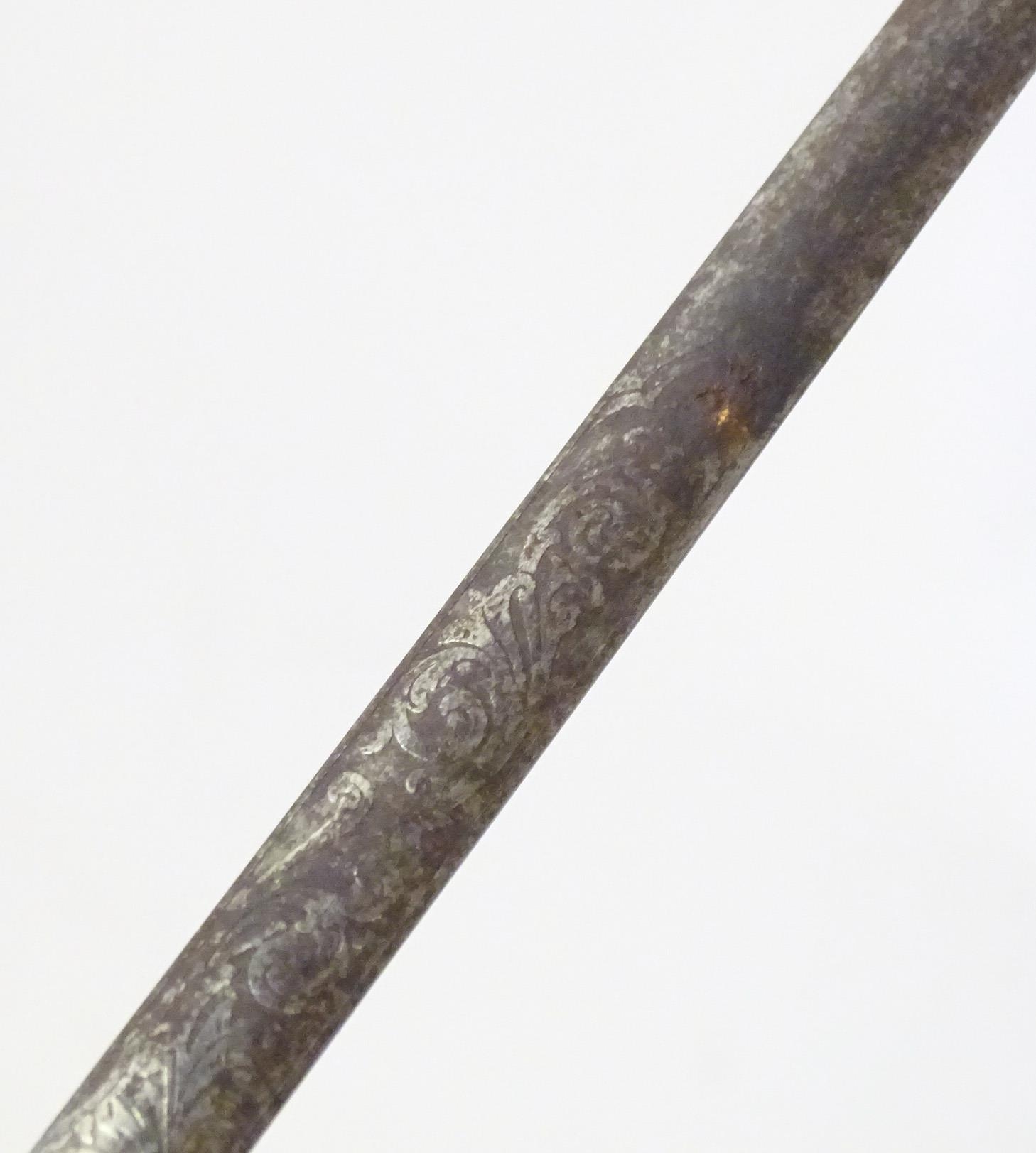 Militaria: an early to mid 20thC English court sword, the 30 3/4" steel blade decorated with - Image 10 of 15
