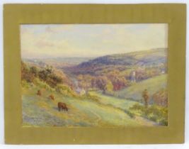 S. G. William Roscoe (1852-1922), Watercolour, A country landscape scene with cattle grazing, church