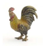 A cold painted bronze model of a cockerel / rooster. Approx. 1" high Please Note - we do not make