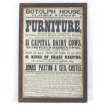 Local Buckinghamshire interest: A Victorian auction poster for Botolph House, Claydon, Winslow.
