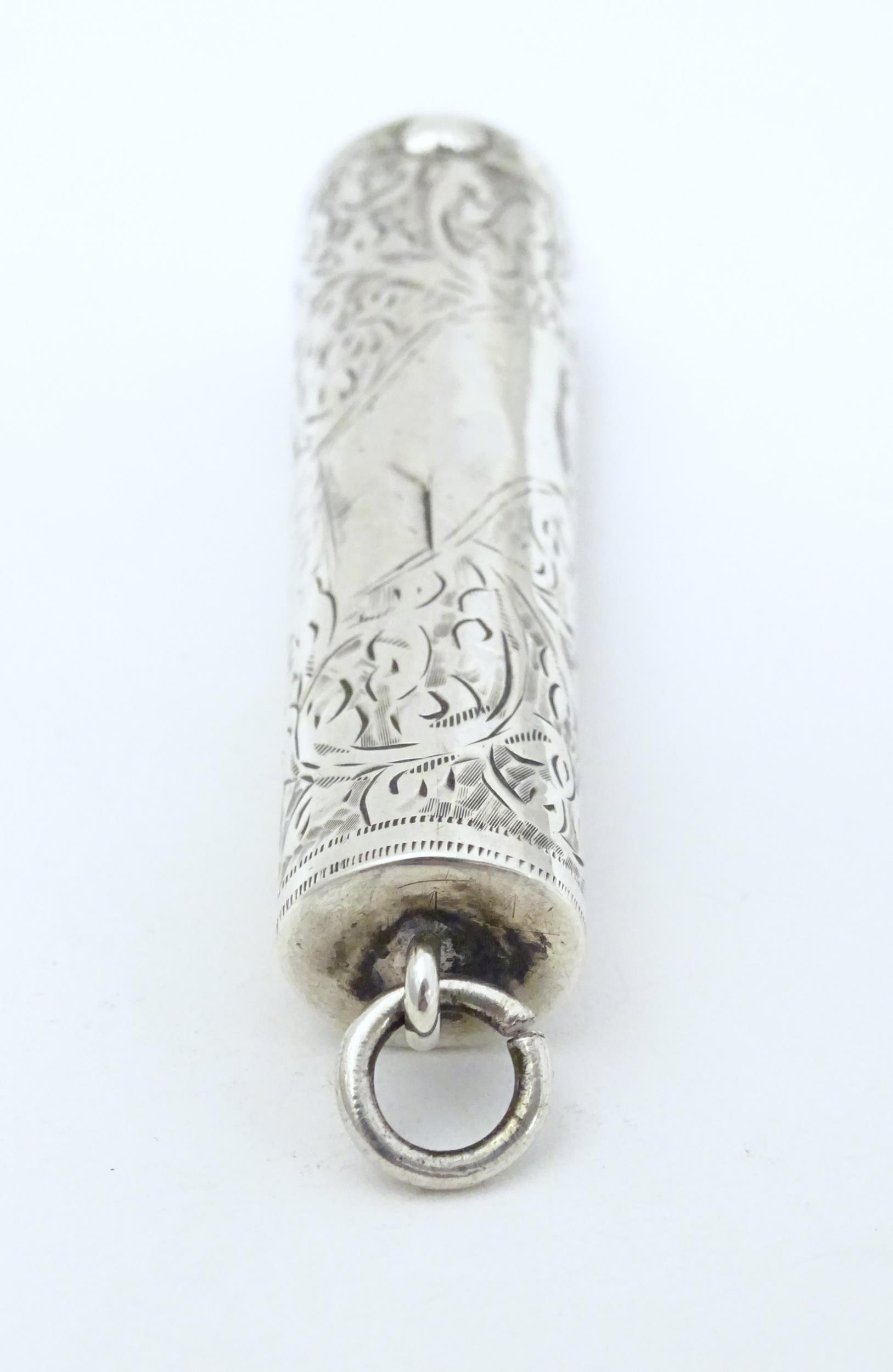 A silver cheroot mouthpiece case with engraved decoration, hallmarked Birmingham 1904, maker M. - Image 5 of 6