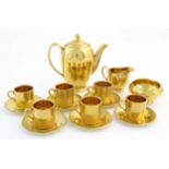 A quantity of Royal Winton / Grimwades coffee wares with gilt glaze, to include coffee pot, milk