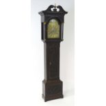 A late 18thC / early 19thC 8-day long case clock., the brass dial with subsidiary seconds dial and