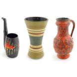 Three Continental vases to include a West German vase of waisted conical form by Dumler & Breiden,