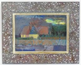 Jane Lloyd, 20th century, Oil on paper, Brittons Farm at Dusk. Approx. 9 3/4" x 13 1/2"