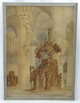 18th / 19th century, Watercolour, A church interior scene with a view of Hendrik Frans Verbruggen'