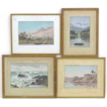 20th century, Oils on paper, A pair, Along the Nile River, A view of the mountains from the river,