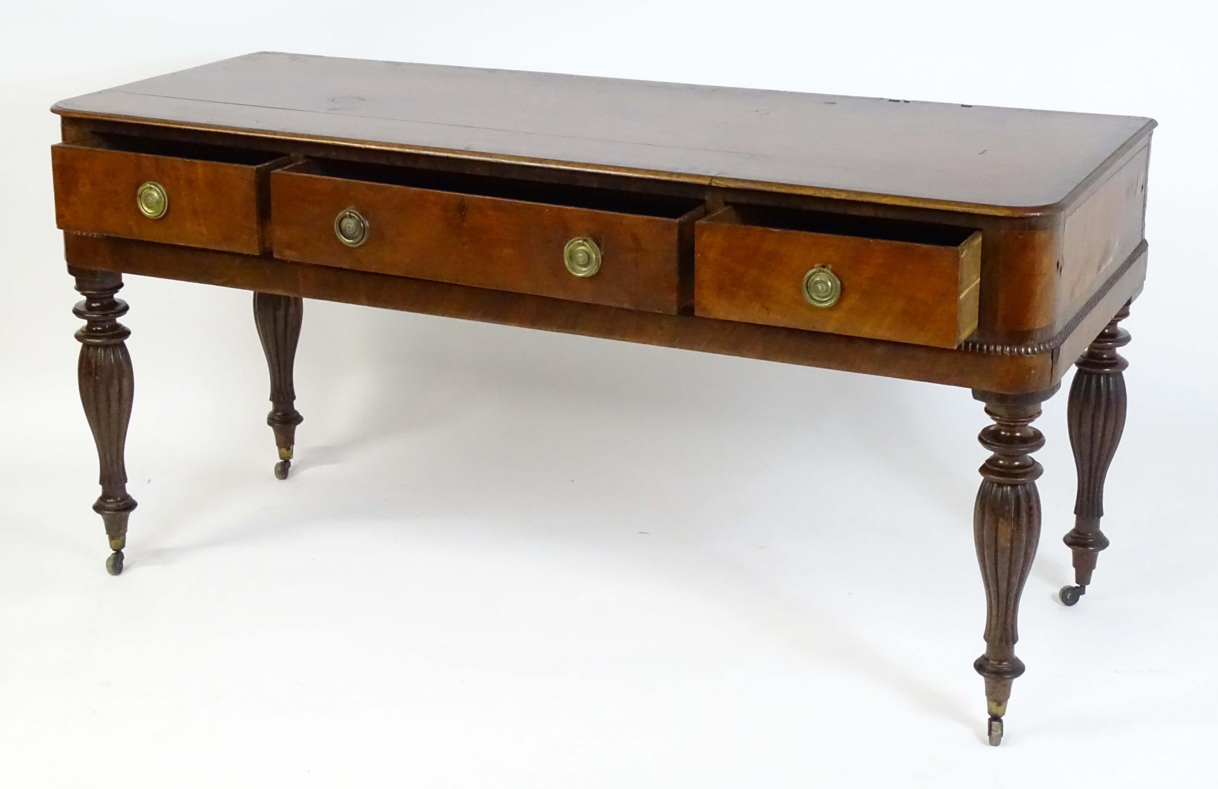 A 19thC mahogany sideboard with a moulded top above one long drawer and two short drawers with - Image 7 of 8