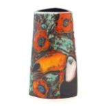 A studio pottery vase decorated with stylised poppy flowers, by Anita Harris. Marked under.