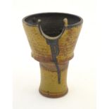 An art pottery / studio pottery stylised goblet / vessel of conical form. Possibly Japanese. Approx.