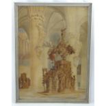 18th / 19th century, Watercolour, A church interior scene with a view of Hendrik Frans Verbruggen'
