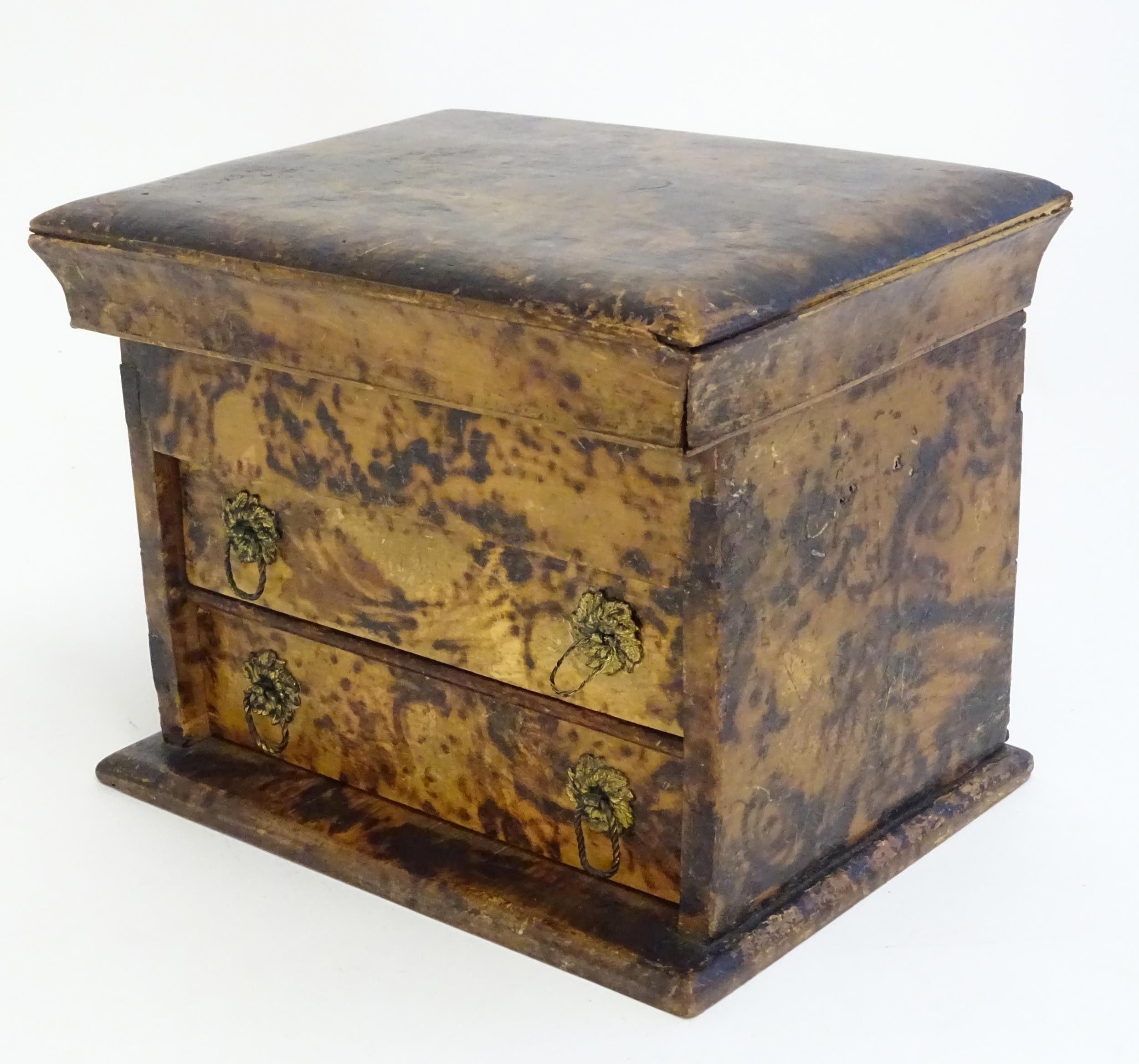 A Victorian simulated burr walnut jewellery box with lift lid and two drawers. Approx. 6 1/4" x 8" x - Image 6 of 8