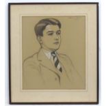 Kathleen M. Pearson, 20th century, Charcoal and chalk, A portrait of a smartly dressed young man.