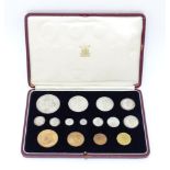 Collectors Coins: A cased set of George VI 1937 specimen coins, ranging from crown to farthing and