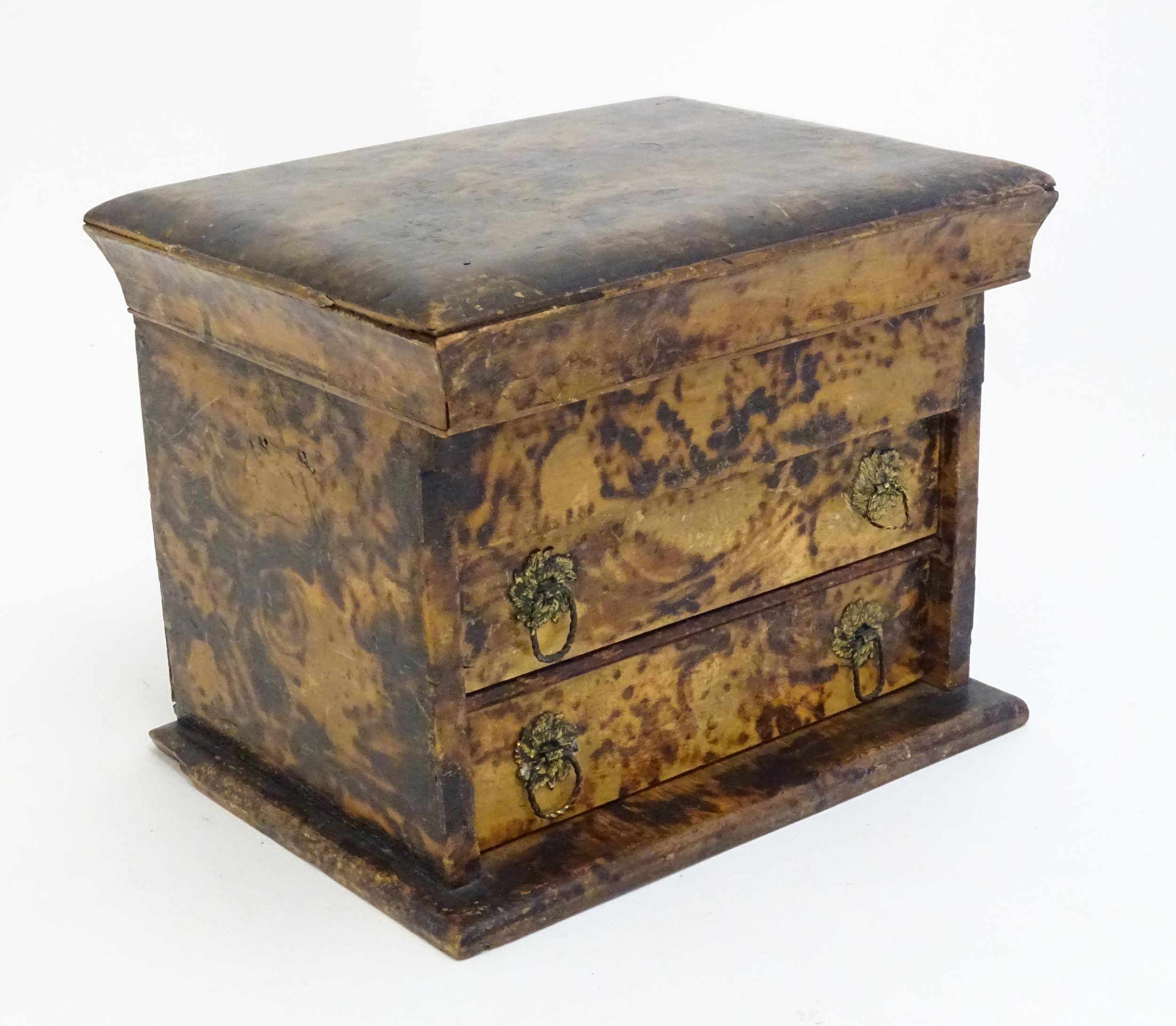 A Victorian simulated burr walnut jewellery box with lift lid and two drawers. Approx. 6 1/4" x 8" x - Image 8 of 8