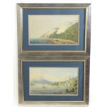 C. Voss, 19th century, Topographical School, Watercolours, A pair of paintings, one depicting a